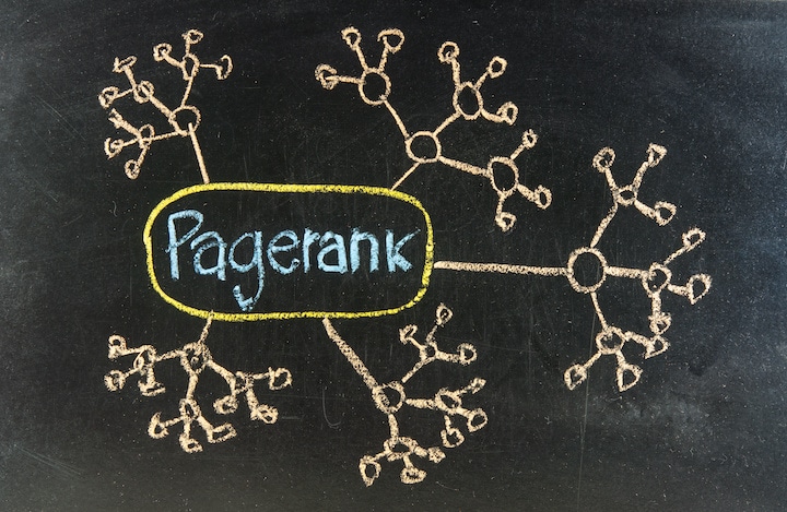 Pagerank written on a blackboard