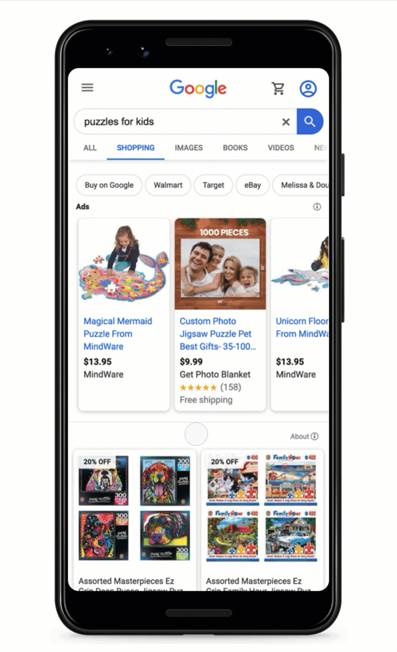Organiska och betalda Google Shopping-resultat