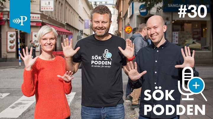 Maria Fernholm, Michael Wahlgren och Michael Berman i Sökpodden avsnitt 30
