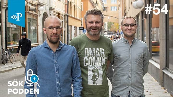 Björn Bydén, Michael Wahlgren och Erik Allerth i avsnitt 54 av Sökpodden